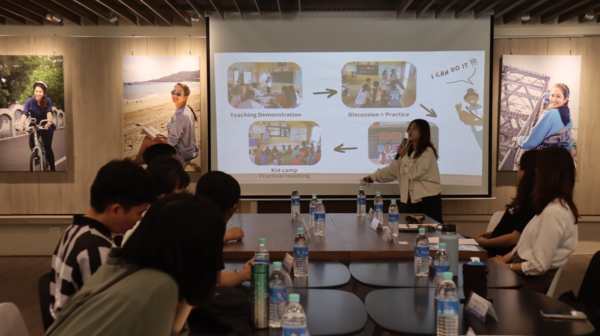 學生分享回國後，持續在校內外推廣志工服務種籽。