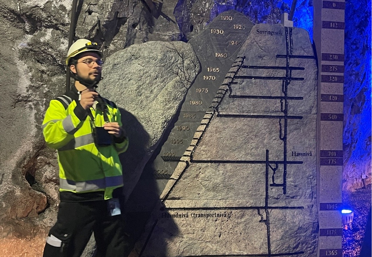 參訪行程進入基律納（Kiruna）市LKAB礦業公司地下500 公尺之礦場展廳。