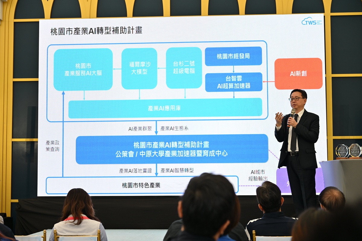 台灣智慧雲端服務股份有限公司周秉輝執行長分享「AI超算加速器計畫」，剖析人工智慧在產業轉型的應用前景。