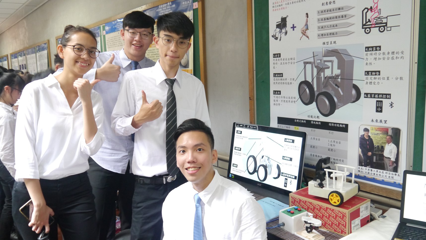 「醫工日」競賽為中原醫工一大特色，學生發揮所學與創意，以團隊合作的方式參賽。